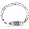 Bling Jewelry Braccialetto Figaro Con Identificazione Di Malattia Di Addison Medical Id Per Uomini, Lunghezza 8,5 Pollici In Acciaio Inossidabile Inciso Su Misura