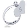 Sakrami Anello Donna Argento 925 Rodiato con Ciondolo Cuore Incidibile - Scatola Personalizzabile con Dedica Incisa - Gioiello Elegante per Anniversario, San Valentino o Festa della Mamma