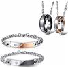 Kim Johanson acciaio inossidabile coppia di gioielli set Trust Bracciali e Collane per Innamorati In Oro Rosa & Nero con Zirconi brillantini con sacchettino