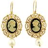 Mokilu' - Gioielli - Orecchini Vintage - Donna - Ottone dorato 24kt - Cammei - Perle naturali