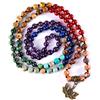 Farfume Braccialetto con 108 perle mala dei 7 chakra, vera pietra preziosa curativa, per yoga, meditazione, annodato a mano, collana con perline Mala, Pietra, Lapislazzuli, diaspro, ametista, agata