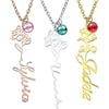 MeMeDIY Personalizzato Mese di Nascita Fiore Inciso Nome Collana in Argento 925/Acciaio Inox con Pietra di Nascita Damigella Proposta Regali di Compleanno per Donne Fidanzata Moglie (Stile A2)