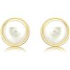 Carissima Orecchino a Bottone con Perla da 8 mm in Oro Giallo 9 ct da Donna