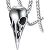 FaithHeart Collana Corvo Vichingo 3D Teschio Vuoto Cranio Traforato Patrono di Odino Mitologia Hugin e Munin Collana Uomo Acciaio in Argento Nero Oro Regalo Creativo Compleanno