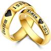 Bestyle Anelli Coppia Fidanzati Personalizzato, 12-27 Taglia Fedine Fidanzamento Coppia, Fedi Nuziali Oro Giallo con Incisione, Idee Regalo Coppia Fidanzati Eternità
