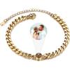 INBLUE Personalizzato Foto Proiezione Bracciale per Coppia Bracciale a Catena in Acciaio Inox con Perlina di Proiezione con Foto Interna Regali Memoriali per Donne - Oro