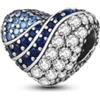 Unique Charm Cuore Ondulato con Cristalli Blu e Argento 925 per Pandora
