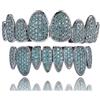 AHTCPO Lussuoso Set di Grillz Hip Hop Placcati Oro con Strass CZ Multicolore - Dentari Superiori & Inferiori Regolabili Brillanti per Feste & Spettacoli(Emerald green)