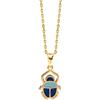 TALISMAN JEWELLERY Ciondolo placcato oro 3 micron 18k con smalto blu - Scarabeo Sacro dell'antico Egitto (10 MM x 15 mm), 10 MM x 15 MM, Placcato in oro, Non applicabile.