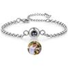lorajewel Braccialetto personalizzato con foto proiettate di coppia Bracciale in argento e oro rosa con amore Festa della mamma Festa del papà Gioielli di Natale (argento-5)