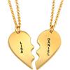 MyNameNecklace MYKA - Collana a Cuore Divisibile Personalizzata in Argento Sterling o Placcata in oOro - Gioielli su Misura con Nomi Incisi - Regalo Perfetto per Coppie, Anniversario (Placcato Oro 18k)