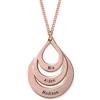 MyNameNecklace MYKA - Collana Personalizzata Famiglia a Forma di Goccia con Incisione - Regalo per mamma o nonna (Argento 925 Placcato Oro Rosa 18K)