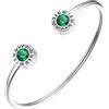 FindChic Braccialetto Donna Aperto con Pietra di Nascita Smeraldo Maggio Bracciale Donna Acciaio Inossidabile Bracciale Acciaio Donna con Numero Romano Confezione Regalo