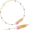 Sakrami Bracciale Rosary in Argento 925 con Orsetto Teddy Smaltato e Piastrina Incidibile per Bambini Kids Collection Regalo Personalizzato - Braccialetto per Nascita Comunione Battesimo Compleanno (Rosa)