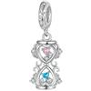 BRBRB Charm pendente a forma di clessidra a molla in argento Sterling S925 for bracciali e collane fai da te, compatibile con Pandora, Biagi, Troll, Chamilia, 2,5*0,9 cm, foro da 4,5 mm, confezione re
