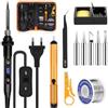 Weiongppy Kit Saldatore 80W LCD, Temperatura Regolabile 180-520°C, Stazione di Saldatura con 5 Punte, Pompa Dissaldante, 50g Filo di Stagno, Pinzetta e Supporto, Strumento per Riparazione Elettronica e DIY