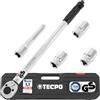 TECPO Set di chiavi dinamometriche da 1/2", 470 mm di lunghezza, 40-210 Nm, 3 chiavi a bussola da 17 mm, 19 mm e 21 mm, prolunga da 125 mm, in acciaio al cromo vanadio