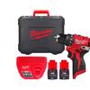 Milwaukee M12BLDDRC-202C - Kit compatto per trapano brushless da 12 V, 2 batterie da 2,0 Ah