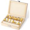 Zqslp 12 pezzi 1/4in 1/2in 6mm 8mm gambo router bit set utensili for la lavorazione del legno frese rifinitura dritto angolo perline punte,0420