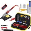 AUBEST Stazione di Saldatura, Kit for saldatore, multimetro digitale a temperatura regolabile da 80 W Auto RangingLCD, punte for saldatore Strumenti di rilavorazione for saldatura(Without Multimeter)