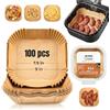Roe Tenpo Carta da forno per friggitrice ad aria calda, 100 pezzi, 20 cm, carta da forno quadrata Airfryer con rivestimento antiaderente, qualità alimentare, accessorio per friggere, forno a microonde
