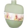 GILDE Vaso decorativo a forma di pancia, in vetro, vaso da tavolo, vaso decorativo per soggiorno, colore: verde opaco, altezza 26 cm