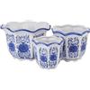 HakkaGirl Set di 3 vasi da fiori in porcellana blu e bianca in ceramica cinese per decorazioni