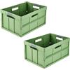 keeeper benno 2x contenitori pieghevoli professionali robusti con manici soft-touch, 45 l, Portata fino a 50 kg, Adatta per carrelli della spesa, 54 x 37 x 27,5 cm, Verde (Eco Grass Green)