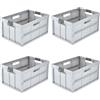 keeeper benno 4x contenitori pieghevoli professionali robusti con manici soft-touch, 45 l, Portata fino a 50 kg, Adatta per carrelli della spesa, 54 x 37 x 27,5 cm, Argento (Light Silver)