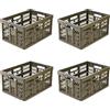 keeeper ben 4x contenitori pieghevoli professionali robusti con manici soft-touch, 45 l, Portata fino a 50 kg, Robusti e leggeri, 54 x 37 x 28 cm, Verde oliva (Olive)