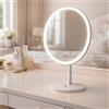 BEPER P302VIS051 Specchio Trucco LED con Luce Dimmerabile, Specchio Make Up con 3 Modalità Luce, Touch, Ricaricabile USB-C, Inclinazione 90°, Base Stabile