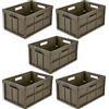 keeeper benno 5x contenitori pieghevoli professionali robusti con manici soft-touch, 45 l, Portata fino a 50 kg, Adatta per carrelli della spesa, 54 x 37 x 27,5 cm, Verde oliva (Olive)