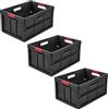 keeeper benno 3x contenitori pieghevoli professionali robusti con manici soft-touch, 45 l, Portata fino a 50 kg, Adatta per carrelli della spesa, 54 x 37 x 27,5 cm, Grigio grafite (Graphite)