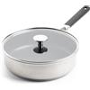 KitchenAid Classic Stainless Steel Padella Antiaderente in Acciaio Inox in Ceramica senza PFAS 26 cm/3,6 L con Coperchio in Vetro, Clad, Induzione,Manico Stay-Cool,Sicura in Forno fino a 160°C,Argento