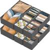 Simple Houseware Scatola portaoggetti pieghevole in tessuto, per armadio, cassettiera, divisore, organizer per biancheria intima, reggiseni, grigio scuro (set da 12)