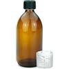 Devitre Bottiglia di vetro marrone da 500 ml con coperchio misurino ed etichetta