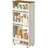VASAGLE Carrello Stretto a 4 Ripiani, Carrellino da Cucina con Rotelle Maniglia, per Spazio Ridotto, 20 x 43,2 x 86,5 cm, Bagno, Lavanderia, Bianco Crema Vintage e Marrone Miele LRC051K01