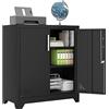 YITAHOME Armadio Ufficio, Armadio Metallo con 2 Ripiani Regolabili, Schedario Armadi da Ufficio con Fori di Ventilazione per Garage Ufficio Studio, Archivio di Archiviazione,Nero, 80 x 40 x 90cm