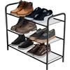 Amig - Scarpiera in metallo con 3 ripiani per 9 paia - 65 x 25 x 53,5 cm - Scaffale portascarpe in acciaio nero - Ideale per camera da letto, ingresso o armadio