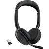 Jabra Evolve 2 65 Flex Cuffie Stereo Wireless Bluetooth, tecnologia di cancellazione del rumore Jabra ClearVoice e ANC ibrida Certificate per MS Teams Nero