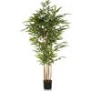 HJH Office Pianta artificiale BAMBUS II altezza 150 cm Pianta decorativa artificiale di bambù, pianta artificiale con vera canna di bambù