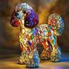 Generic Lampada da notte a LED in resina a forma di barboncino in stile retrò - Lampada da tavolo colorata a forma di cane, graziosa scultura di animale con luce d'atmosfera,(Poodle)