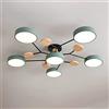 PTLYE Plafoniera Nordic Molecule Macaron Verde 6 luci Paralume Rotondo LED Lampada da Semi Incasso Lampadario Moderno in Acrilico per Soggiorno, Metallo e Legno
