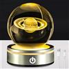 BORDEAG Sfera di cristallo 3D luce notturna, sfera di cristallo 3D del sistema solare con LED, sfera di cristallo LED in vetro colorato con base luminosa, lampada in vetro da 8 cm con base in legno per