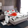 Loussiesd Lenzuola in stile giapponese con stampa esotica Fuji Mountain Sun Lenzuolo con angoli donne uomini inchiostro bambù lenzuola set acquerello inchiostro con 1federa 3 pezzi biancheria da letto singolo