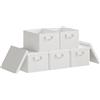 WOLTU Scatola Portaoggetti, Set di 5 Contenitori per Armadio, Scatola con Coperchio Rimovibile, Organizer con Maniglie Pieghevole, in Tessuto, Bianco, 43x33x26 cm
