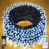 Jsdoin Catena Luminosa, 100/200/300/400/600 LED Luci Natale Esterno, 8 Modalità con Funzione Memoria e Telecomando Luci Albero di Natale per Giardino, Balcone, Casa, Festa (Bianco Freddo, 400LED)