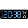Generic Orologio Da Parete Digitale a LED Con Temperatura e Settimana - Orologio Da Tavolo Sospeso Moderno per Soggiorno, Blu Chiaro Nero