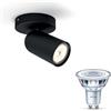 Philips Pongee Lampada faretti da soffitto (Nero) - Luce bianca calda - Applique da parete/soffitto 1 punto luce - GU10 - Non dimmerabile