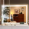 Hasipu Specchio cosmetico con luci, 70 x 50 cm, specchio per il trucco a LED, illuminato con controllo touch screen, 3 modalità dimmerabili, quadrato, bianco